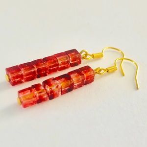 Cranberry Cube Earrings - NWT - boutique hand crafted and artisan jewelry